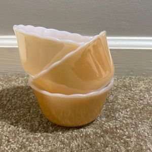 Vintage Peach Lusterware Set of 3 Fire King Custard Cups
